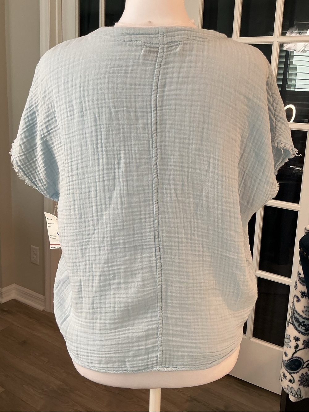 NWT Michael Stars Light Blue Double Gauze Cotton Surplice Wrap Top Size Small - Picture 6 of 12